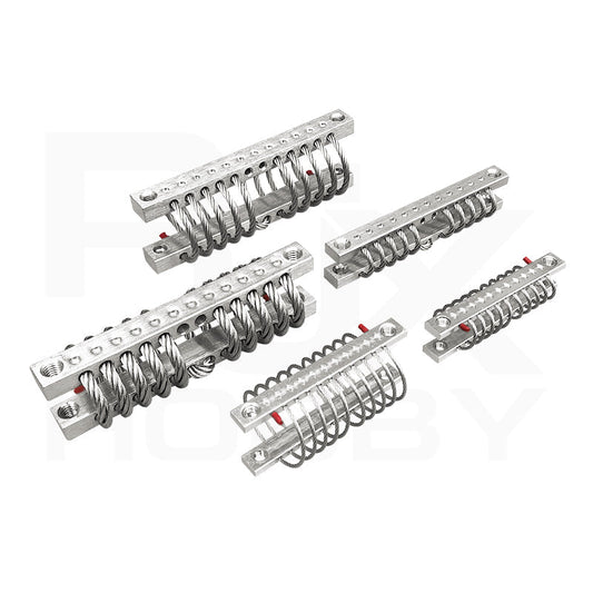 Stainless steel wire rope vibration isolator gimbal dampener with aluminum mounting blocks and coiled cable loops