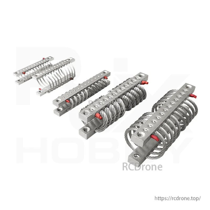 Steel wire rope vibration isolator gimbal dampener with metal mounting blocks and coiled cable loops