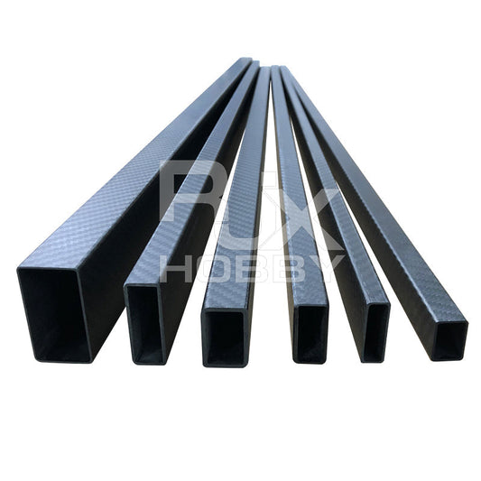 RJX 1pc Rectangular Carbon Fiber Pipe Tube, Assorted rectangular hollow carbon fiber tubes with a woven finish, RJX rectangular carbon fiber pipe tube