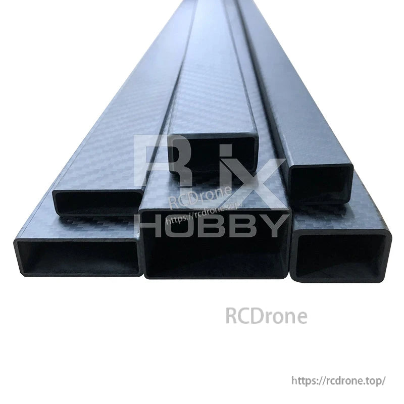 RJX 1pc Rectangular Carbon Fiber Pipe Tube, Rectangular hollow carbon fiber tube with twill weave finish for RC and DIY frame building