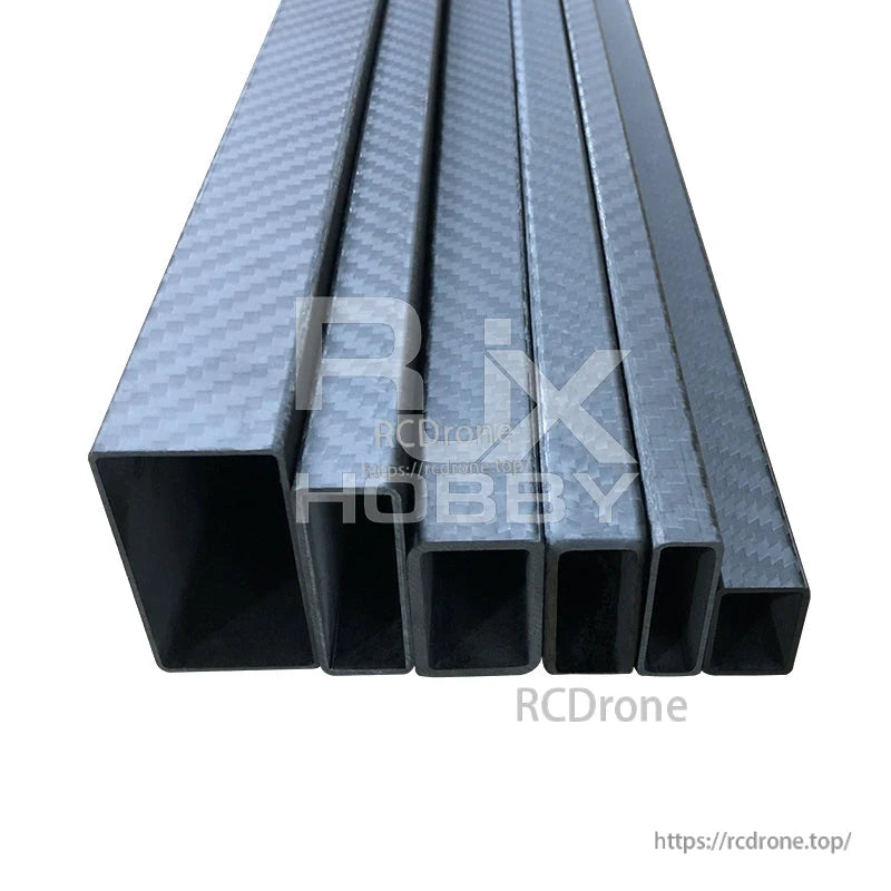 RJX 1pc Rectangular Carbon Fiber Pipe Tube, Rectangular carbon fiber square tubes in multiple sizes with a woven carbon finish and hollow centers