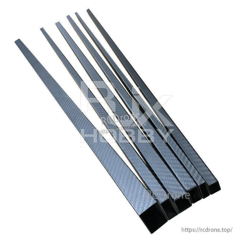 RJX 1pc Rectangular Carbon Fiber Pipe Tube, Rectangular carbon fiber tube with woven finish, shown as long hollow square/rectangular sections on white
