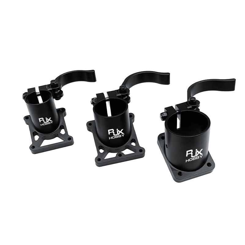 RJX Hobby aluminum quick-release tripod mount clamp with lever and square base plate, black