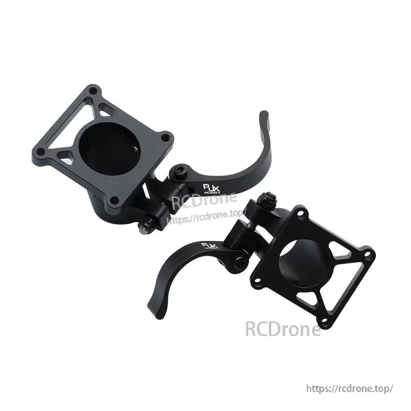 Black aluminum quick-release tripod/landing gear clamp mounts with square base plates and lever locks