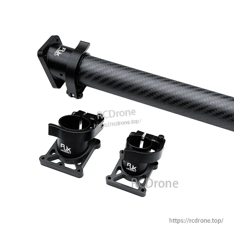 RJX Hobby quick release landing gear connector clamp with square mounting base for carbon fiber tube