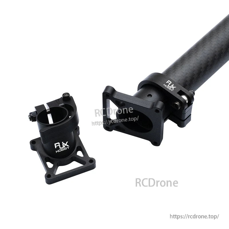 RJX Hobby aluminum quick-release clamp mount with base plate and tube connector for 20–30mm landing gear