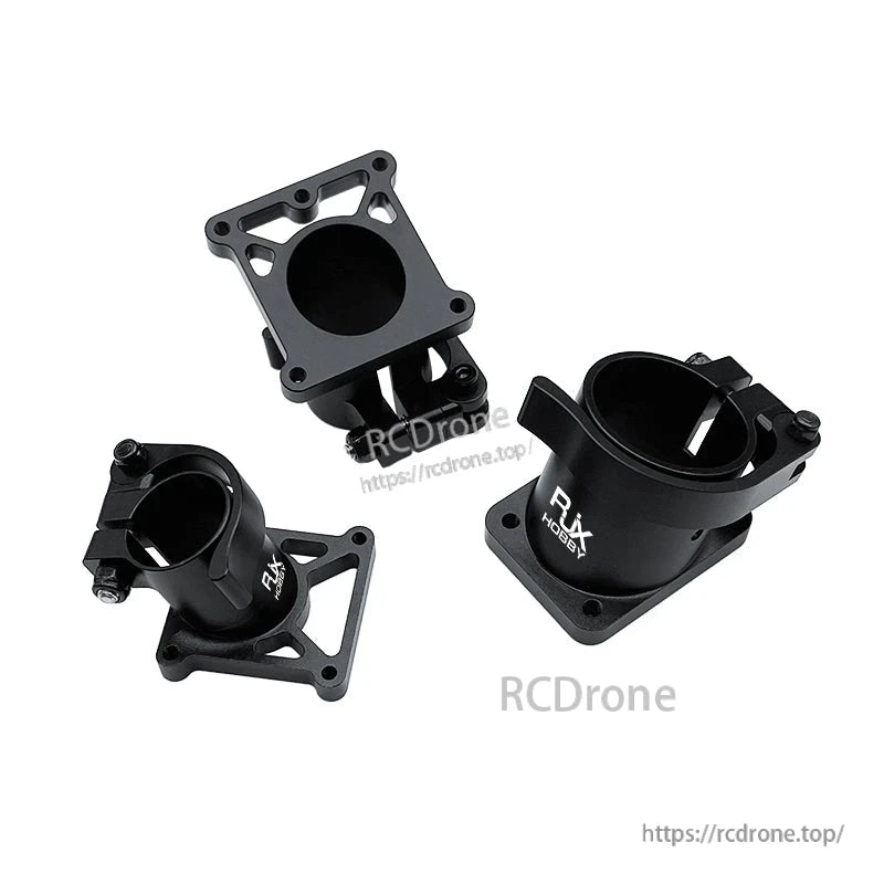 RJX aluminum quick release tripod mount clamp with square base plate and circular tube holder, black finish