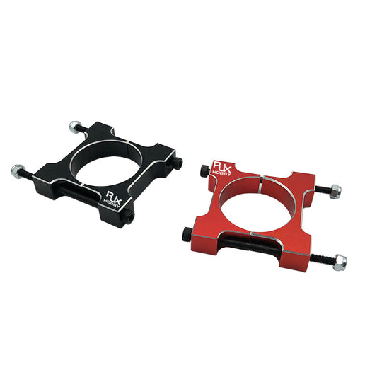 RJX 1pcs 25/30mm Aluminum Pipe Clamp, RJX Hobby aluminum pipe clamp with bolt hardware for 25/30mm tube mounting, shown in red and black