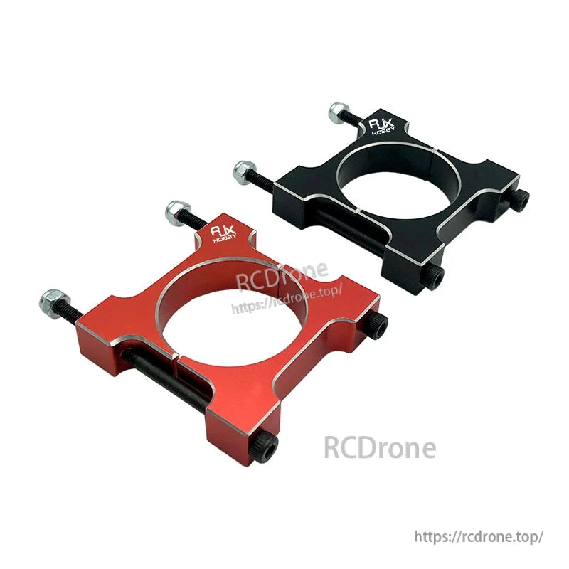 RJX 1pcs 25/30mm Aluminum Pipe Clamp, RJX Hobby aluminum pipe clamp with four bolt fasteners, split ring mount in red and black