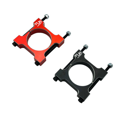 RJX 1pcs 25/30mm Aluminum Pipe Clamp, RJX Hobby aluminum pipe clamp with four bolts, shown in red and black, for securing a round tube