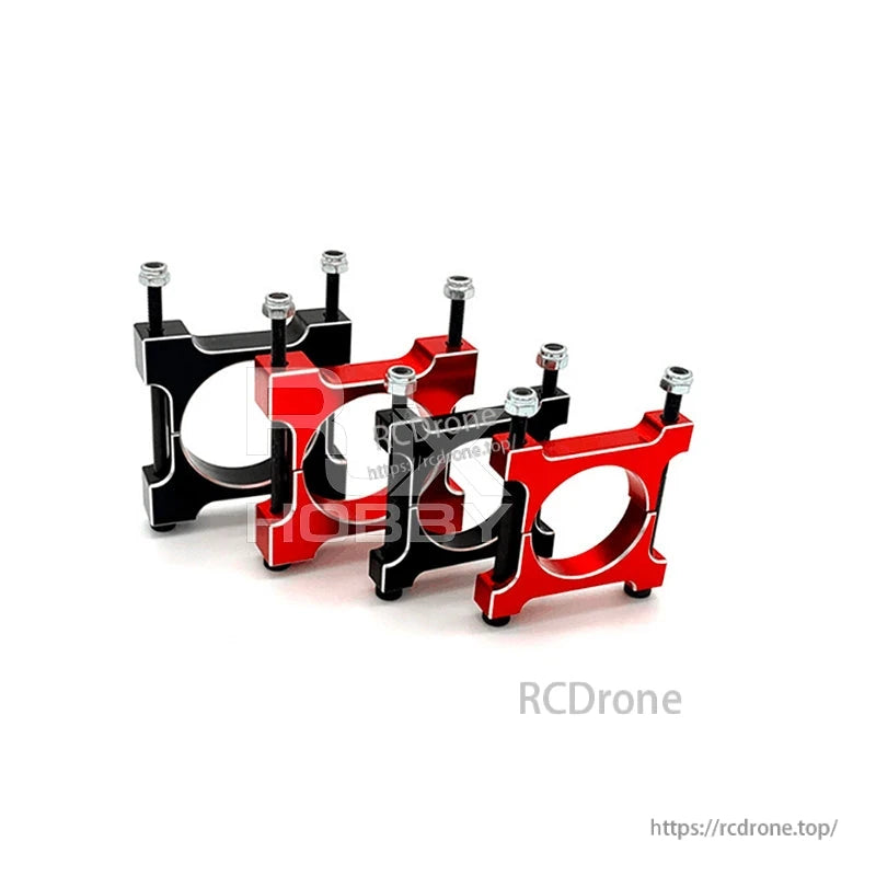 RJX 1pcs 25/30mm Aluminum Pipe Clamp, Red and black RJX aluminum pipe clamp with four bolts for mounting a 25/30mm round tube
