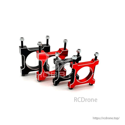 RJX 1pcs 25/30mm Aluminum Pipe Clamp, Red and black RJX aluminum pipe clamp with four bolts for mounting a 25/30mm round tube