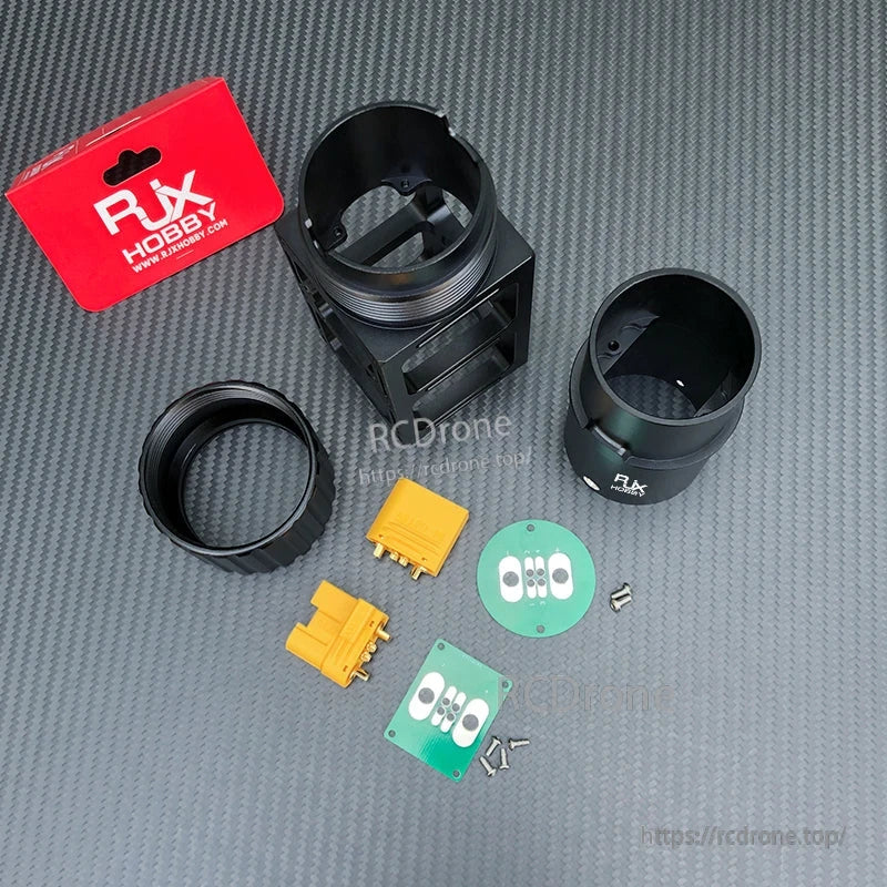RJX 1pcs 50mm AS120 Quick Release Plug Connector, RJX AS120 quick release plug connector set with black housing parts, two yellow connectors, plates and screws