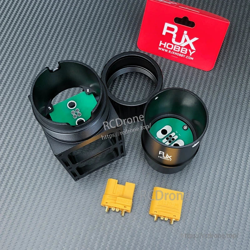 RJX 1pcs 50mm AS120 Quick Release Plug Connector, RJX Hobby AS120 quick release plug connector set with black cylindrical mounts and yellow power terminals