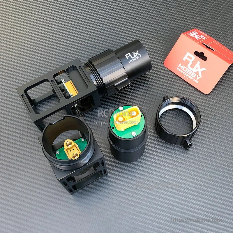 RJX Hobby quick-release AS150U plug connector set with black clamp housing, locking collar, and yellow insert