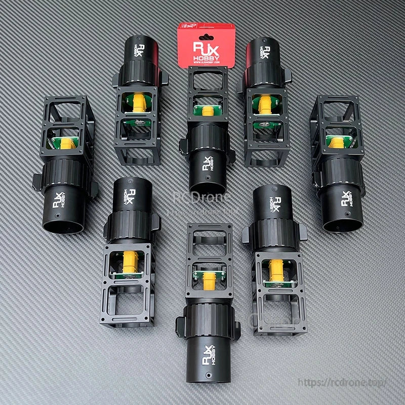 RJX Hobby quick-release AS150U plug connectors with black clamp housings and yellow power terminals for UAV arms