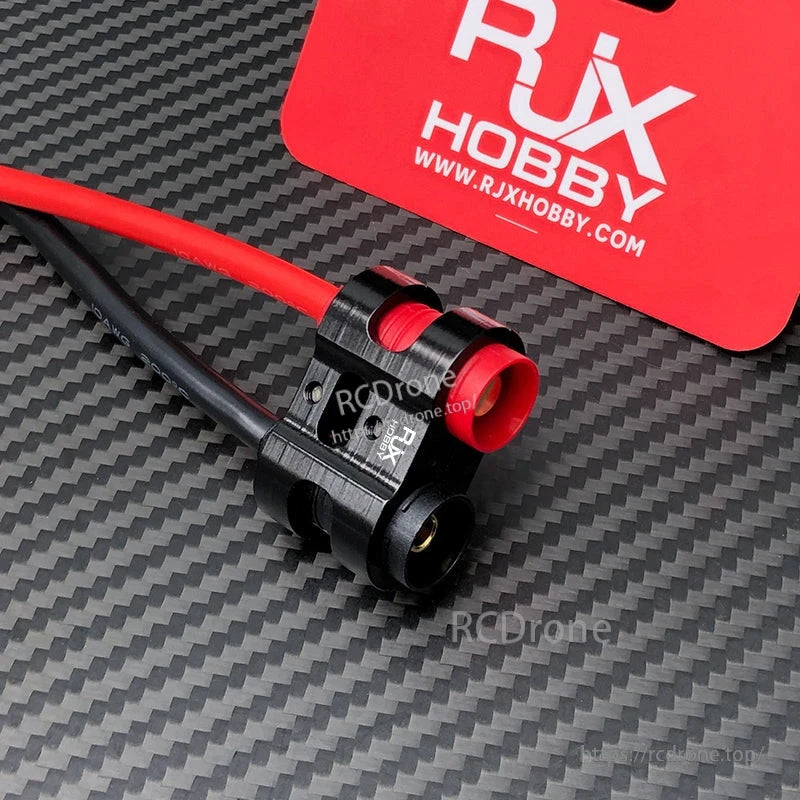 RJX 1pcs AS150 Fixed Seat Connector Mount, RJX AS150 fixed seat connector mount with red and black power wires and panel-style socket housing