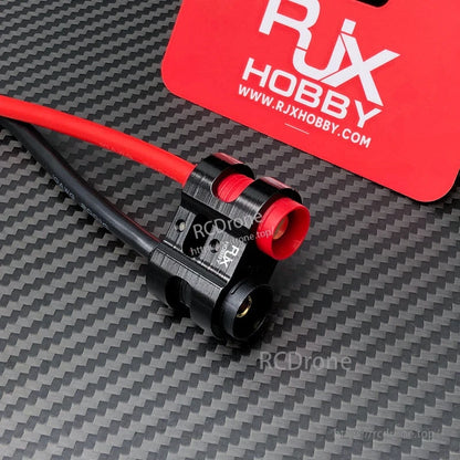RJX 1pcs AS150 Fixed Seat Connector Mount, RJX AS150 fixed seat connector mount with red and black power wires and panel-style socket housing