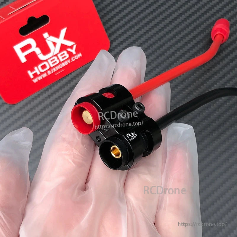 RJX 1pcs AS150 Fixed Seat Connector Mount, RJX Hobby AS150 fixed seat connector mount with red and black bullet-style power connectors and wires