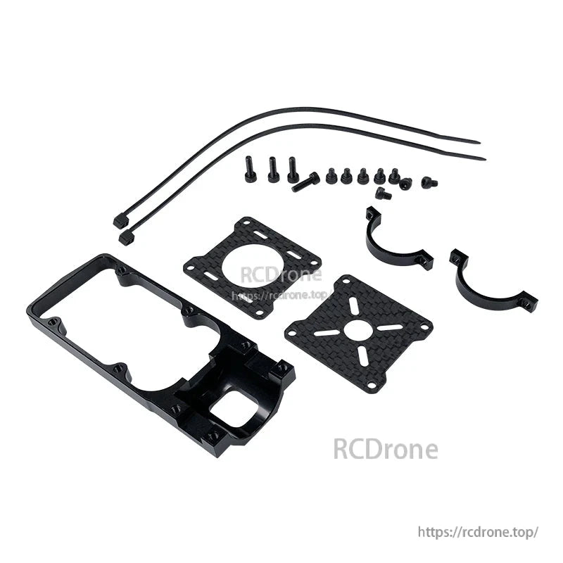 RJX quadcopter motor mount seat kit with carbon fiber plates, tube clamps, screws and zip ties