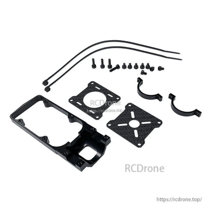 RJX quadcopter motor mount seat kit with carbon fiber plates, tube clamps, screws and zip ties