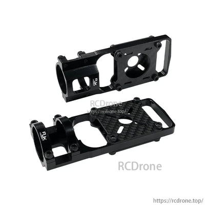 RJX aluminum alloy and carbon fiber motor mount seat for 20–25mm carbon tube quadcopter frames, black two-piece clamp design
