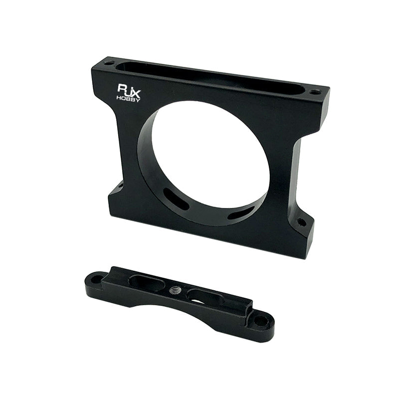 RJX 1pcs Aluminum Pipe Clamp, RJX Hobby aluminum pipe clamp in black, two-piece mount with large circular opening and bolt holes