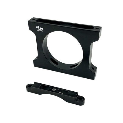 RJX 1pcs Aluminum Pipe Clamp, RJX Hobby aluminum pipe clamp in black, two-piece mount with large circular opening and bolt holes