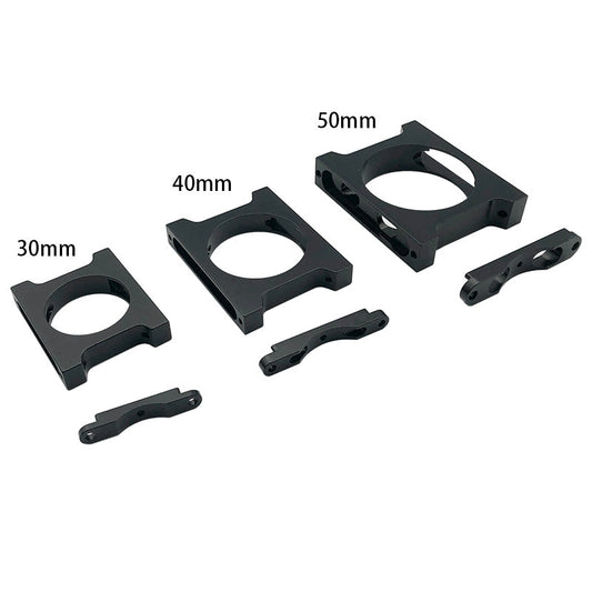 RJX 1pcs Aluminum Pipe Clamp, Black aluminum pipe clamp set with mounting plates, size options labeled 30mm, 40mm, and 50mm