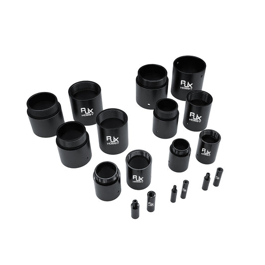 RJX 1pcs Aluminum Pipe Connector, RJX Hobby black aluminum pipe connector couplers with threaded ends in multiple sizes