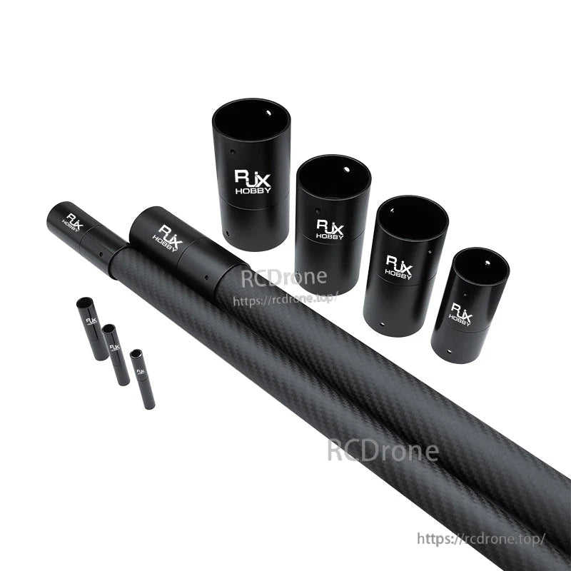 RJX 1pcs Aluminum Pipe Connector, RJX aluminum pipe connector sleeves and carbon fiber tube with RJX Hobby branding in multiple sizes