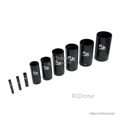 RJX 1pcs Aluminum Pipe Connector, Black RJX Hobby aluminum pipe connector sleeves in multiple sizes, cylindrical couplers for joining tubes
