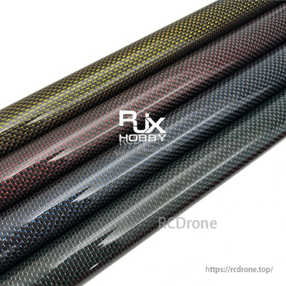 RJX 1pcs Colored 3K Carbon Fiber Tube, Colored 3K carbon fiber tube with woven finish in multiple color options