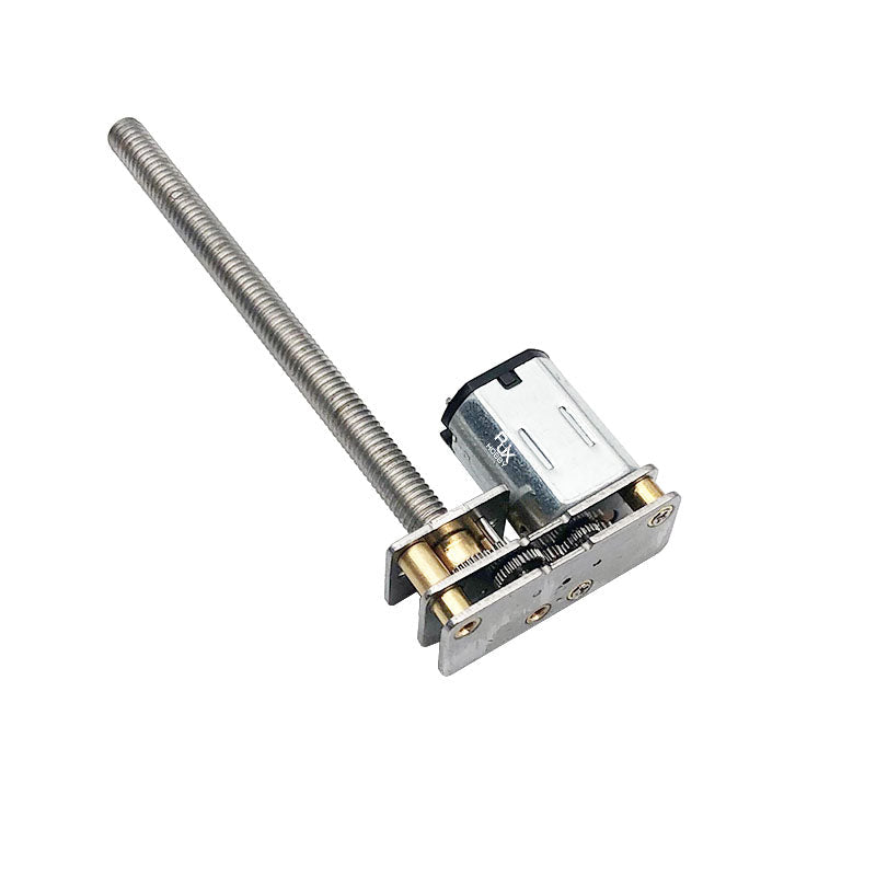 N20 micro DC gear motor with metal gearbox and long threaded lead screw for linear motion projects