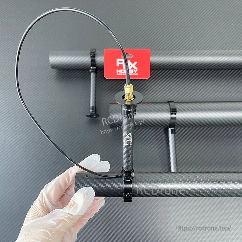 RJX 1pcs RC Drone GPS Bracket, RJX RC drone GPS bracket mounted on a carbon fiber tube with vertical mast, clamp mount, and coax cable