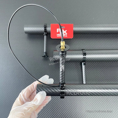 RJX 1pcs RC Drone GPS Bracket, RJX RC drone GPS bracket mounted on a carbon fiber tube with vertical mast, clamp mount, and coax cable