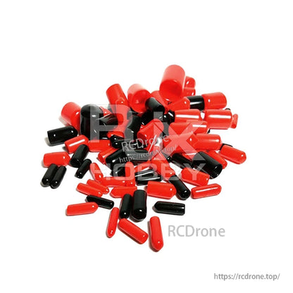 Assorted red and black rubber end caps for carbon fiber tube ends, mixed sizes for OD 8–30mm
