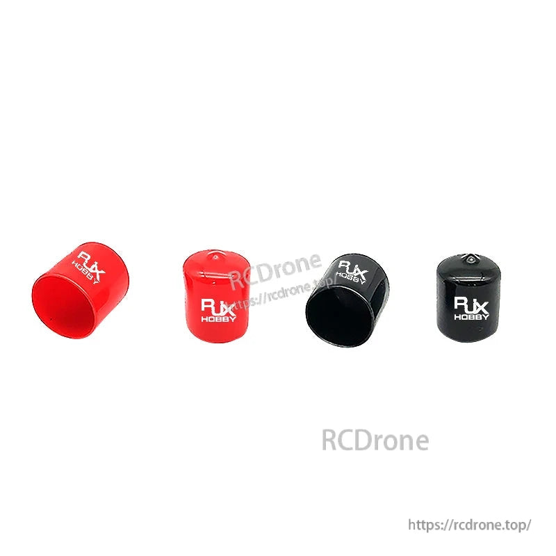 RJX Hobby rubber tube end caps in red and black, protective caps for carbon fiber tubes