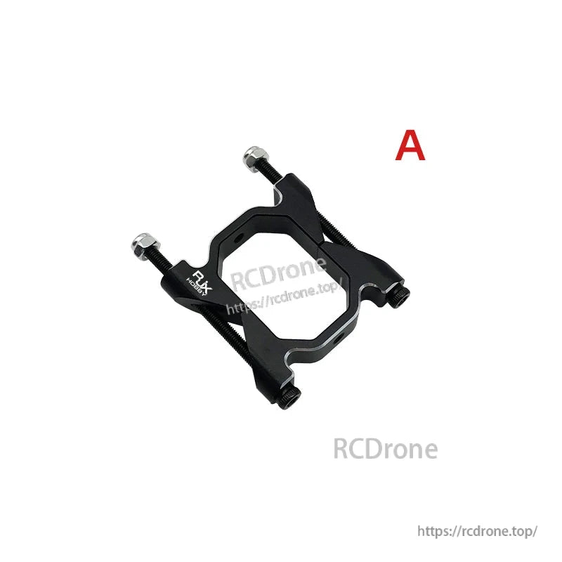 RJX 20x30mm Carbon Fiber Octagonal Tube, Black aluminum clamp mount with bolts for 20x30mm octagonal carbon fiber tube, RJX-style bracket