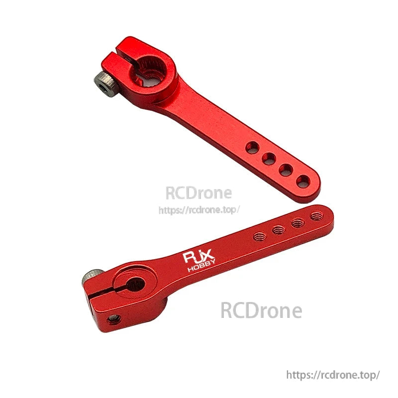 RJX Hobby red aluminum 25T clamping servo arm set with multiple linkage holes for micro servo