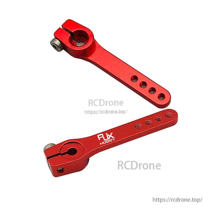 RJX Hobby red aluminum 25T clamping servo arm set with multiple linkage holes for micro servo