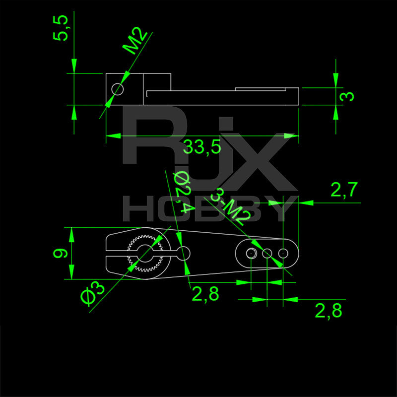 RJX 1pcs 25T metal fixed wing servo arm