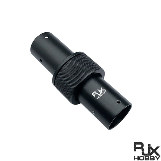 RJX 25mm aluminum alloy pipe connector with knurled grip center and pre-drilled holes for carbon tube joint
