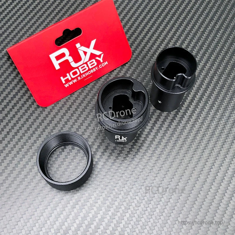 RJX Hobby 25mm aluminum alloy pipe connector set for carbon tube joint, black clamp parts with ring