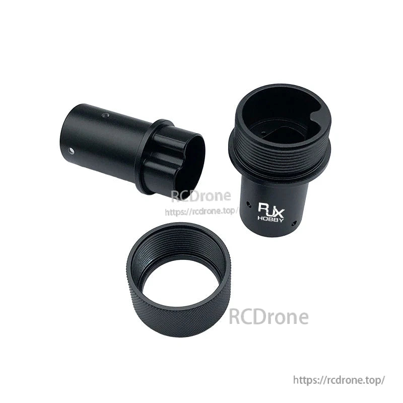 RJX 25mm black aluminum pipe connector set with threaded collar for carbon tube joint