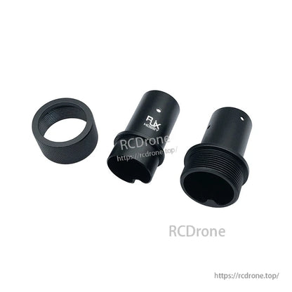 RJX 25mm aluminum alloy pipe connector set with threaded collar and tube joint sleeves in black