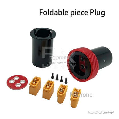 RJX 25mm CNC quick release plug connector kit with two cylindrical housings, red ring, contacts and screws