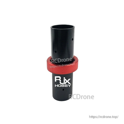 RJX 25mm CNC Quick Release Plug Connector, RJX Hobby 25mm quick release plug connector with black cylindrical body and red knurled locking collar