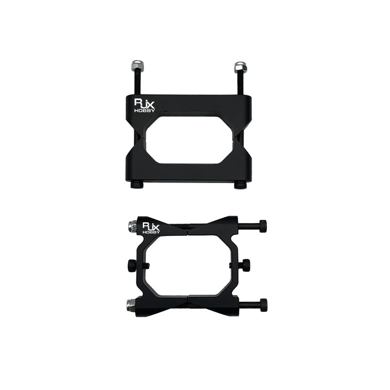 RJX 25x38x1000mm Octagonal Tube and Tube Clamp, RJX Hobby octagonal tube clamp set (A/B) in black with threaded posts, M3 screws and nuts