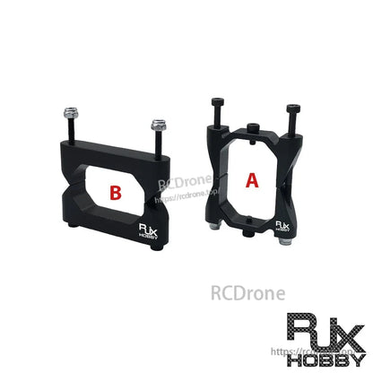 RJX 25x38x1000mm Octagonal Tube and Tube Clamp, RJX Hobby octagonal tube clamp set (A/B) in black with installed M3 screws and nuts